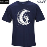 100% Cotton Digging The Moon Print  T-shirt