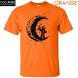 100% Cotton Digging The Moon Print  T-shirt