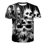 Skull Poker Print Men Short Sleeve T-shirt 3D