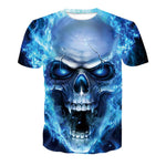 Skull Poker Print Men Short Sleeve T-shirt 3D