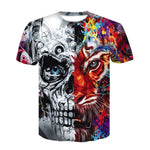 Skull Poker Print Men Short Sleeve T-shirt 3D