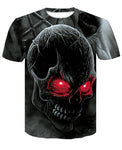Skull Poker Print Men Short Sleeve T-shirt 3D