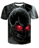 Skull Poker Print Men Short Sleeve T-shirt 3D