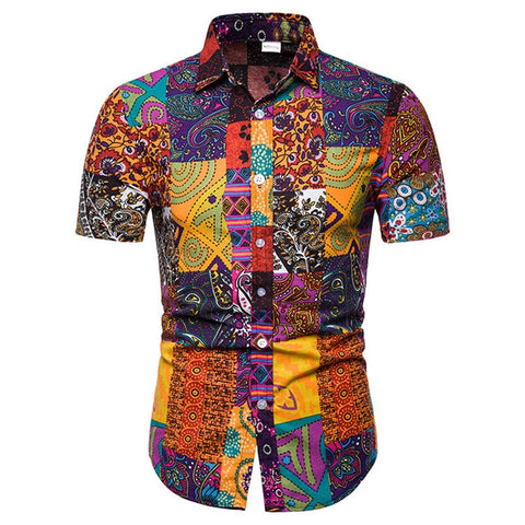 Casual Short-Sleeved Flower Shirt