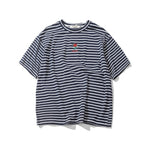 Dark Icon Rose Embroidery Striped T-shirt